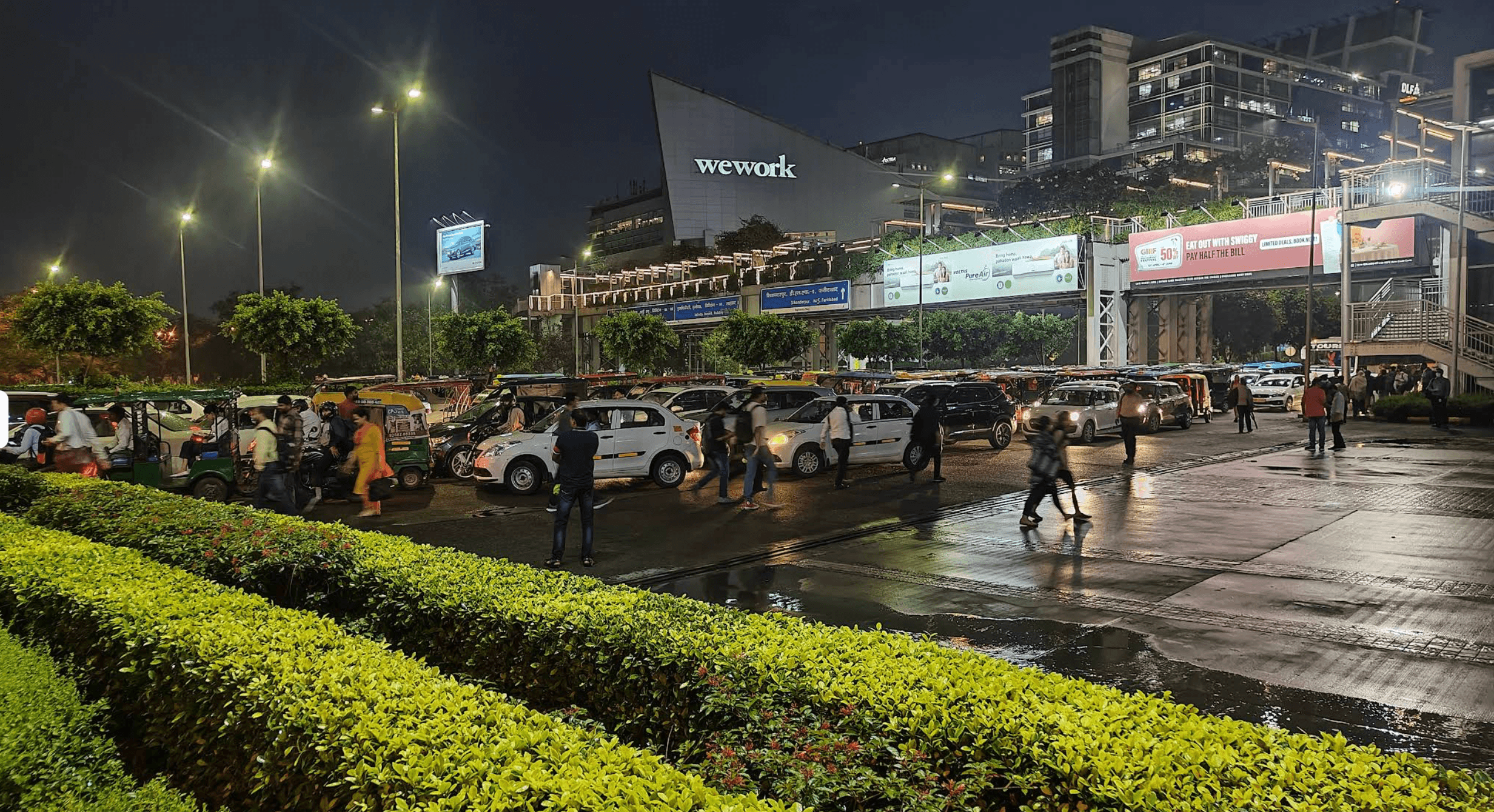 Wework Forum DLF Cyber City building exterior in Gurgaon at night